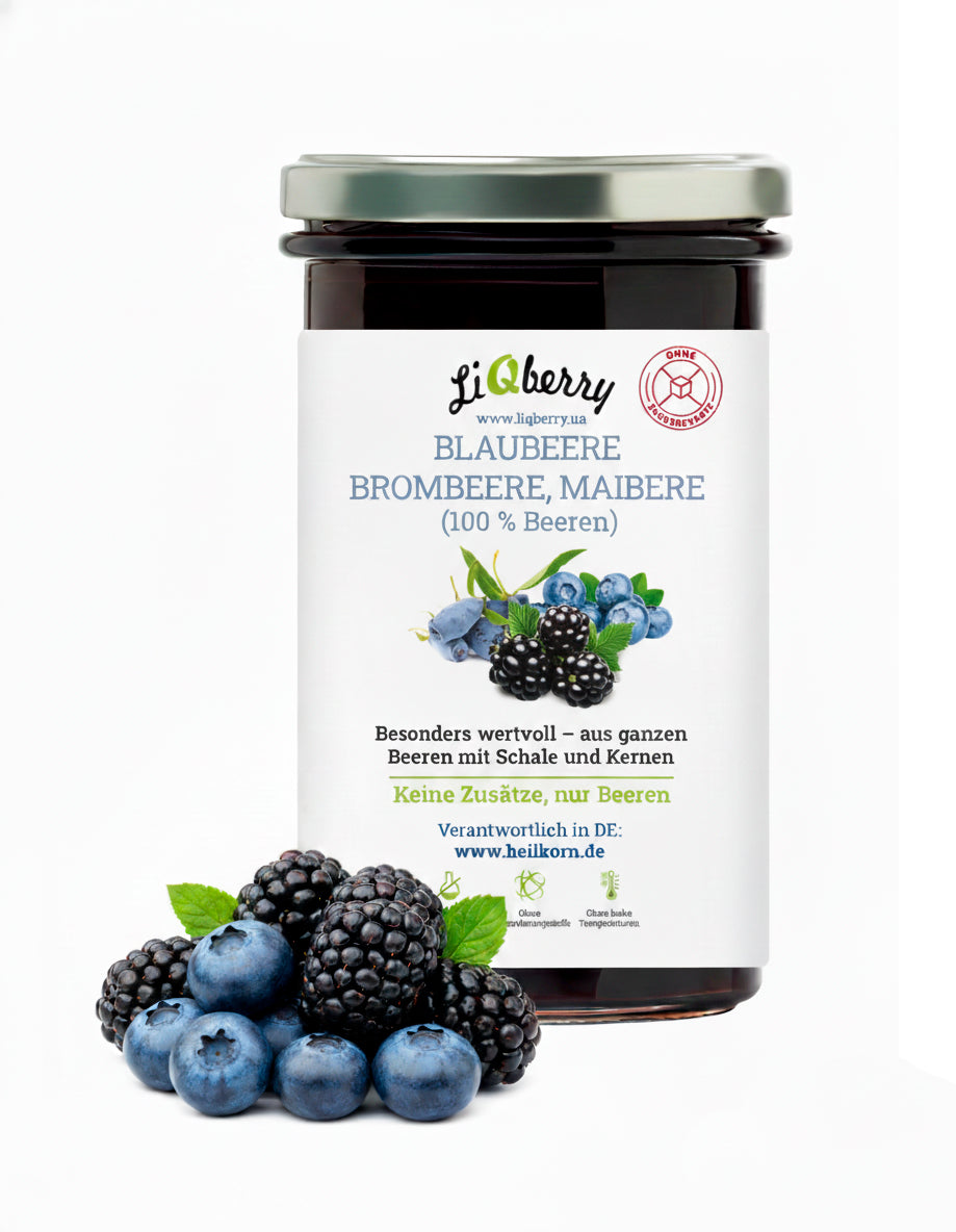 Beerenmix-Paste (Blaubeere, Brombeere, Maibeere) | LiQberry, 545g