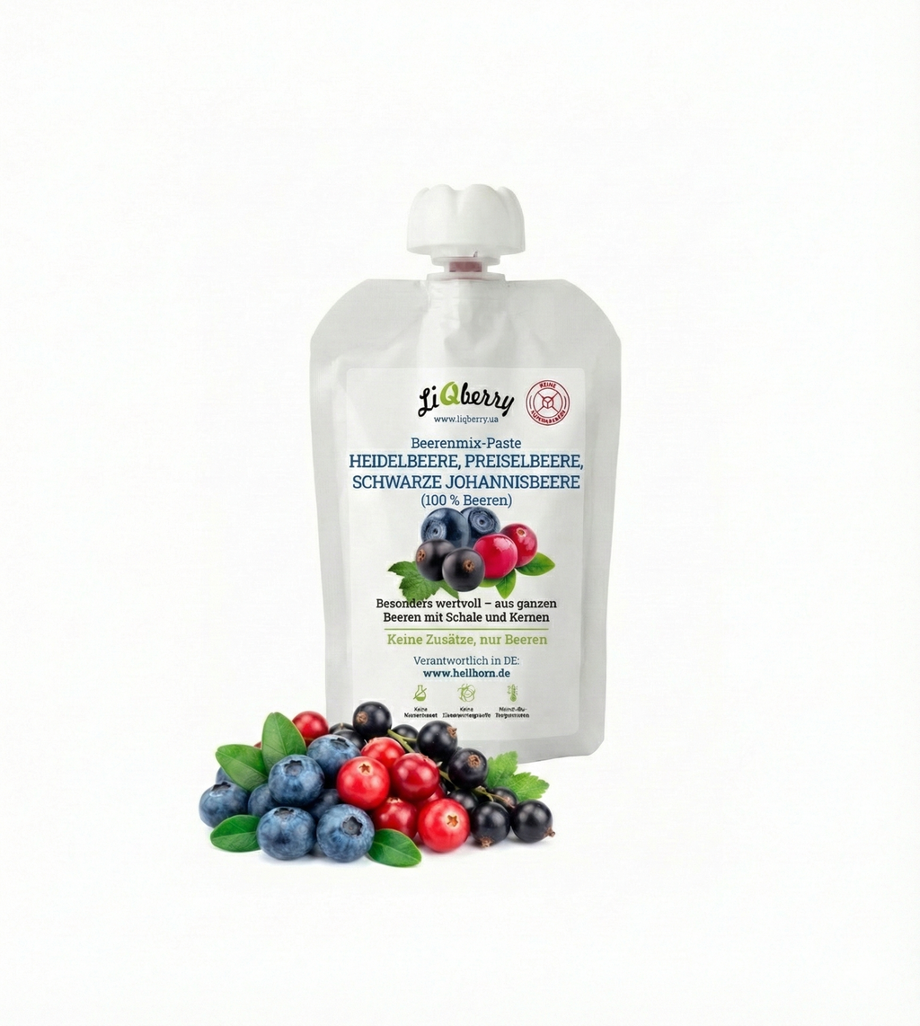 Beerenmix-Paste (Heidelbeere, Preiselbeere, Johannisbeere) | LiQberry, 100g