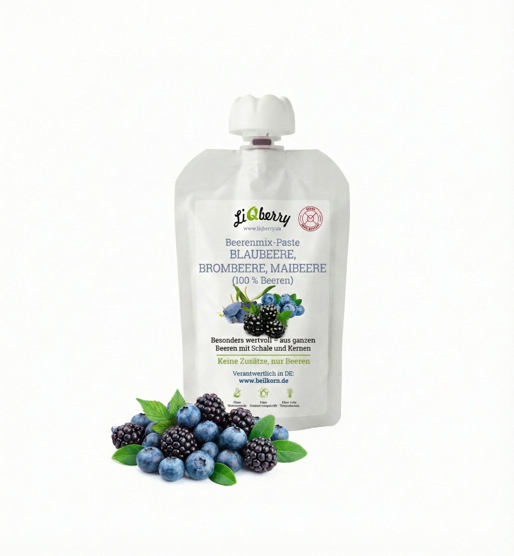 Beerenmix-Paste (Blaubeere, Brombeere, Maibeere) | LiQberry, 100g