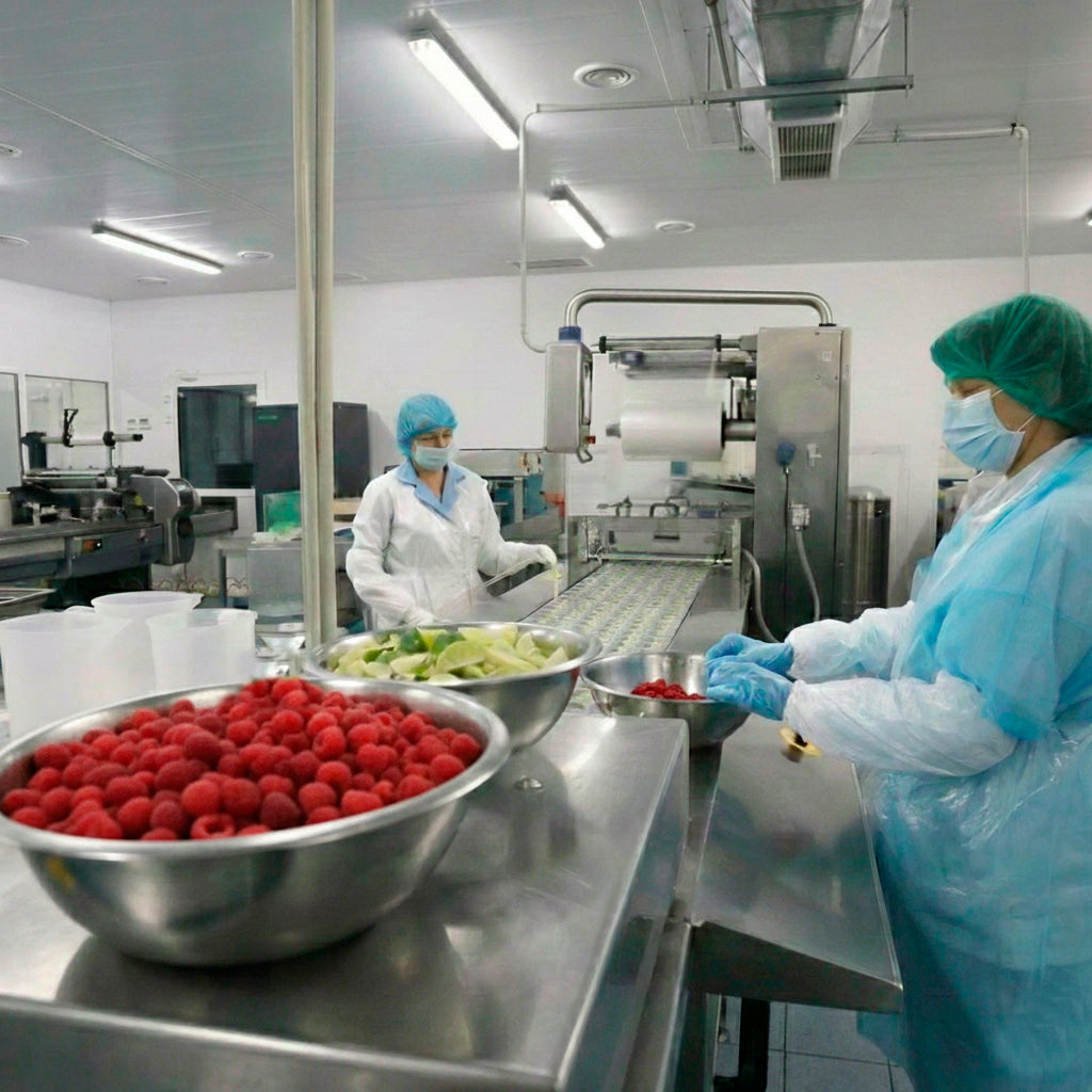 YÖGODA Teekonzentrat Herstellung - Qualitätskontrolle in der Produktion mit frischen Beeren