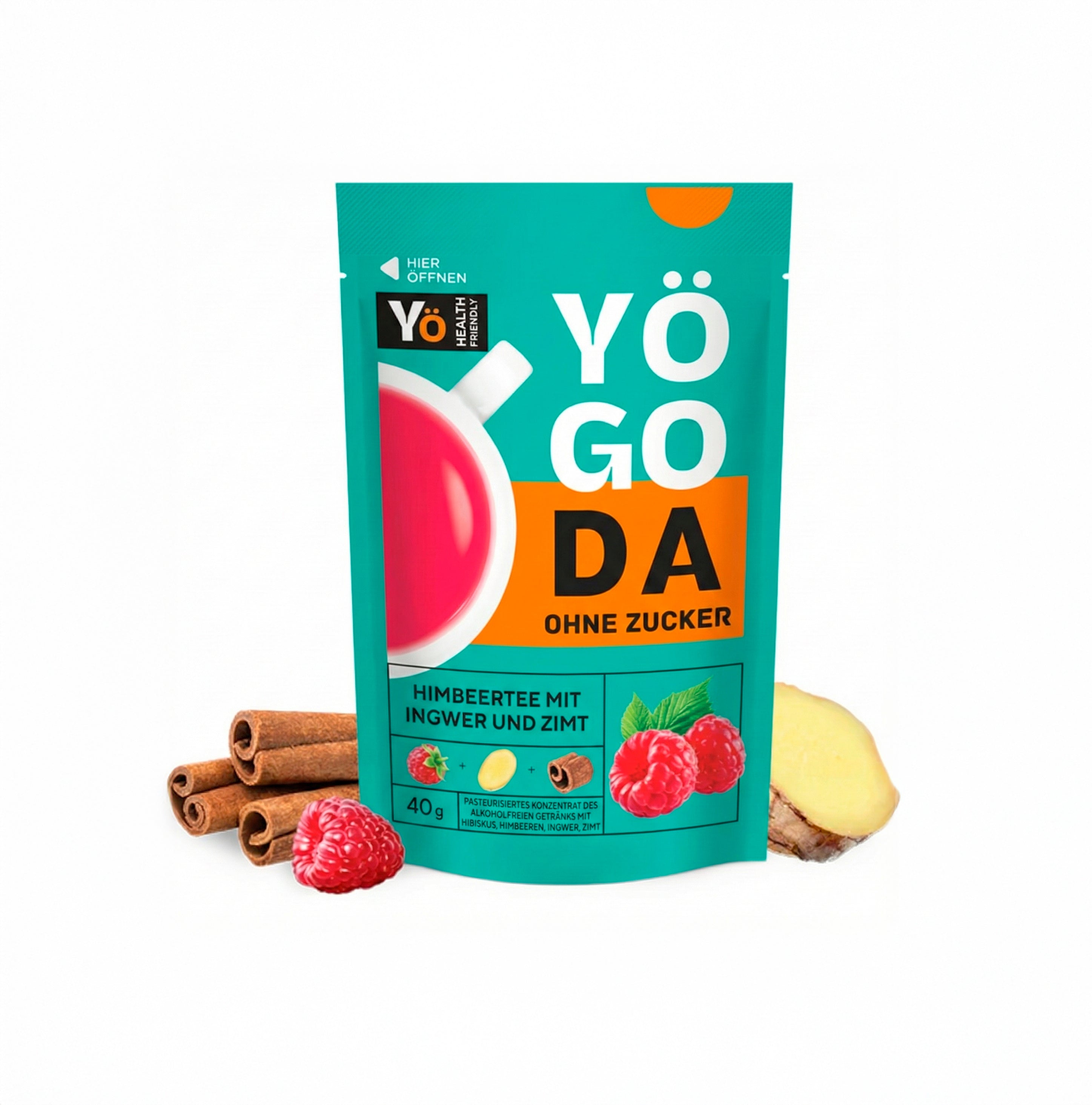 14er-Box "HIMBEERE" – Beerentee-Konzentrat (Aufgusskonzentrat) OHNE ZUCKER mit 14 × 40 g | YÖGODA