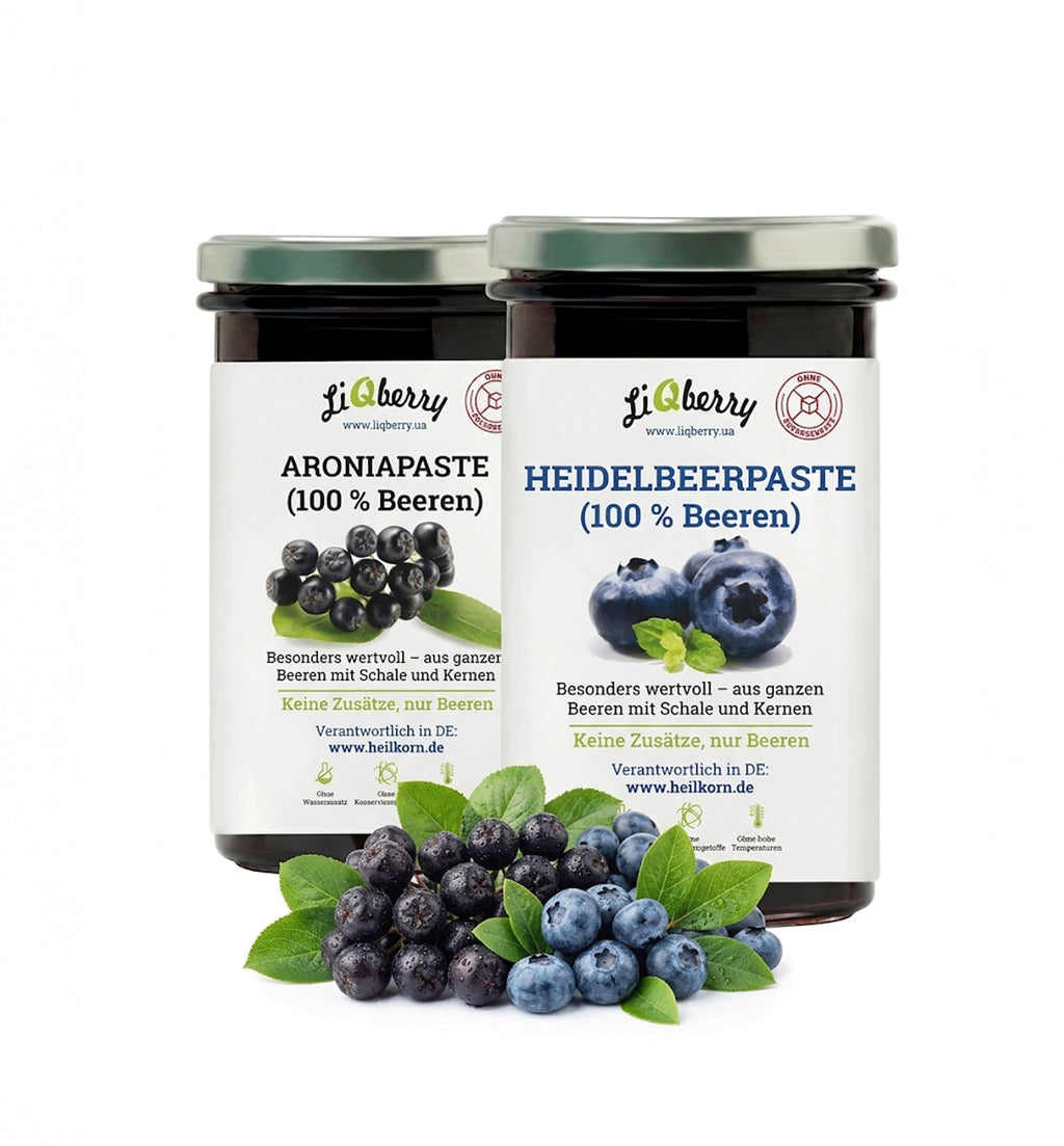 LiQberry Set Aronia & Heidelbeere – 2 x 545g Aronia & Heidelbeer-Paste ohne Zuckerzusatz